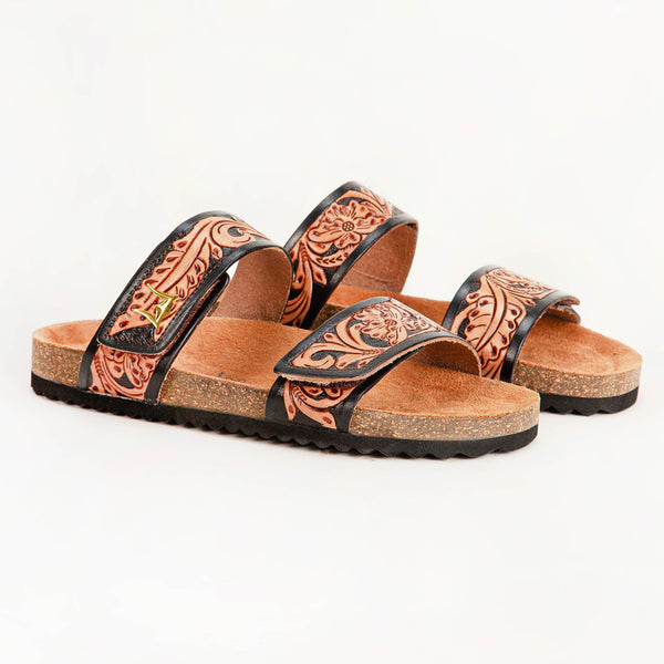 Loyal West Deen Canyon Sandals - Handtooled Leather - Myra USA