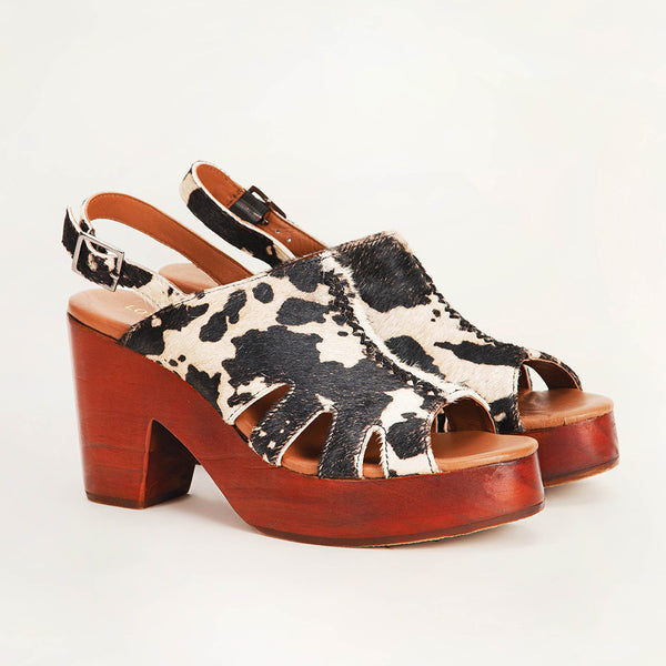 Loyal West Dana sandals - Black And White Cowhide - Myra USA