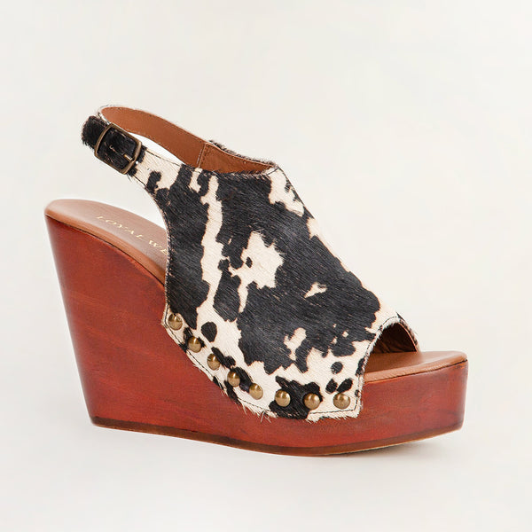 Loyal West Amelia Sandals Black And White Cowhide - Myra USA