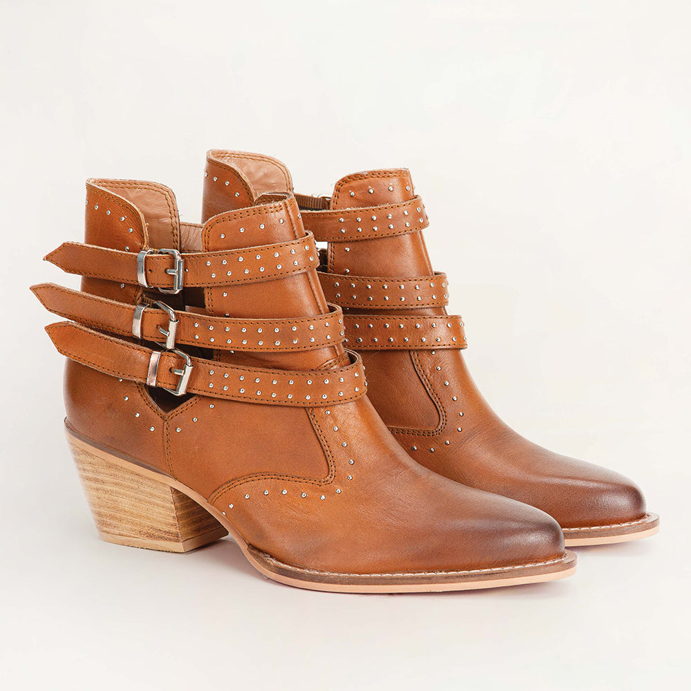 Loyal West Buckle In Ankle Booties & Calfskin - Myra USA