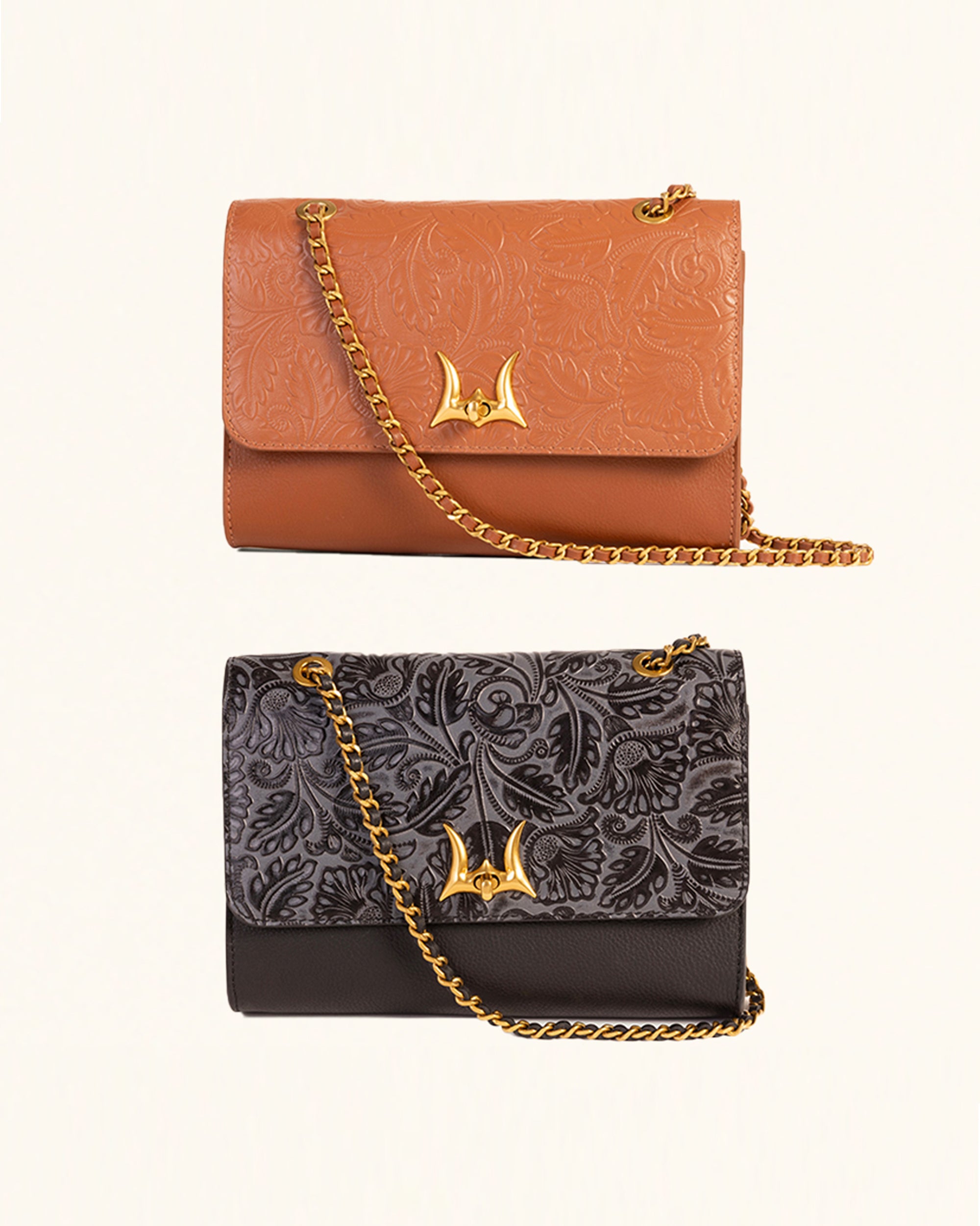 Loyal West Savi Small Embossed & Grained Leather Bag - Charcoal