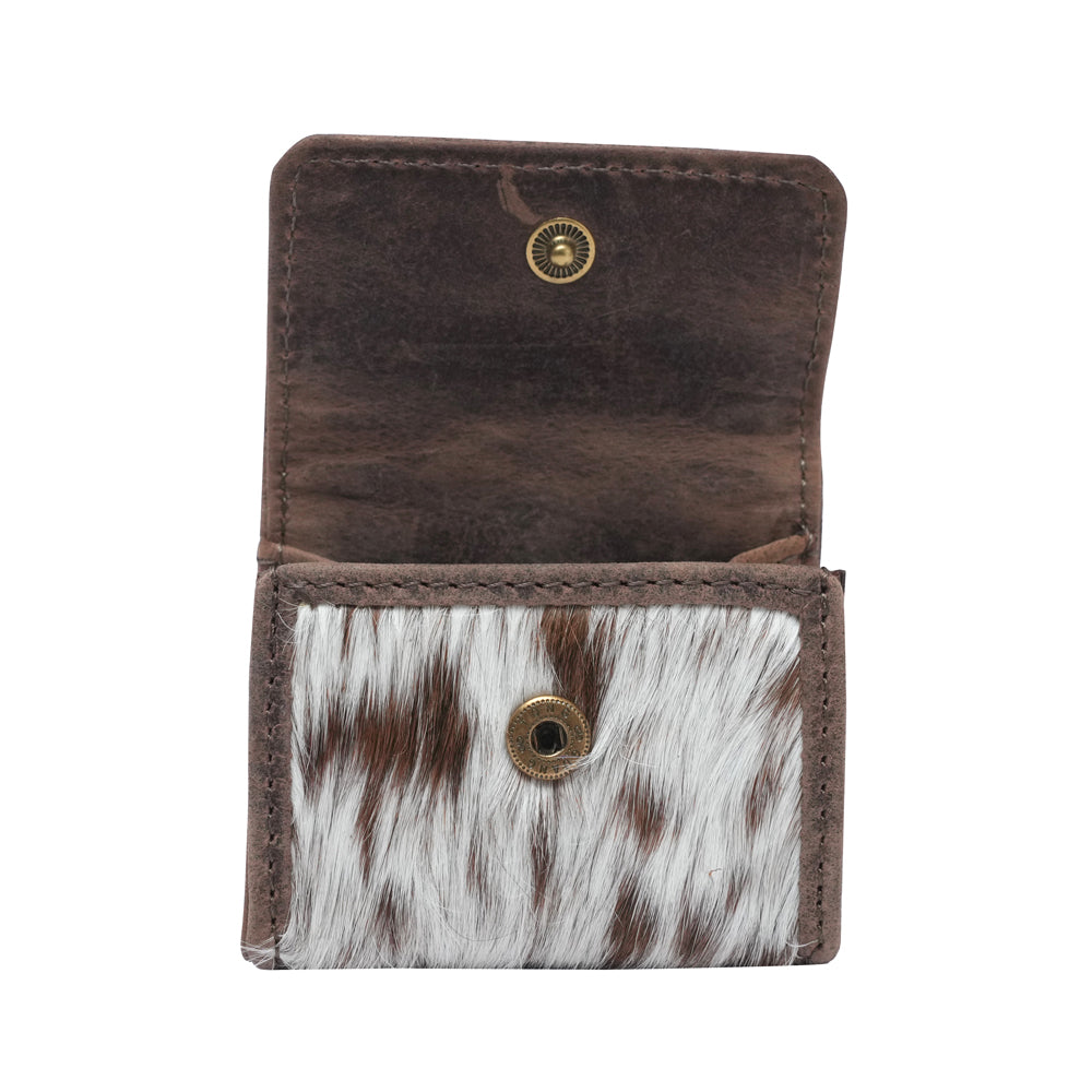 GLORIANA CLIP ON BAG CHARM - BROWN & WHITE COWHIDE - Myra USA