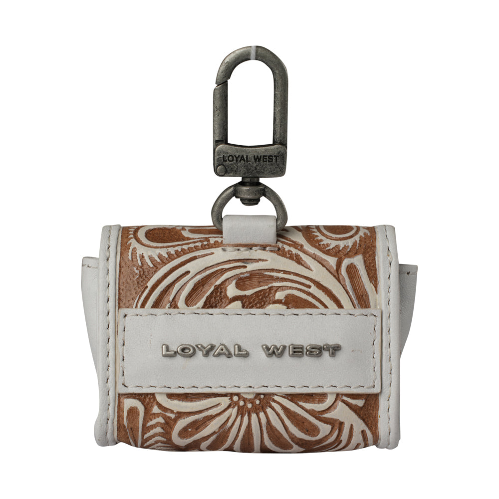 Handtooled Gloriana Clip-On Bag Charm - Ivory Dust - Myra USA