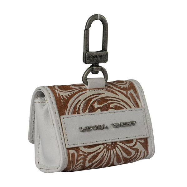 Handtooled Gloriana Clip-On Bag Charm - Ivory Dust - Myra USA