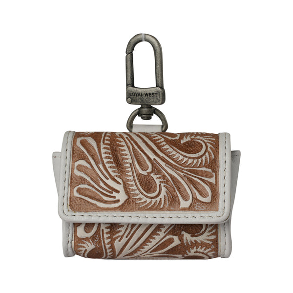Handtooled Gloriana Clip-On Bag Charm - Ivory Dust - Myra USA