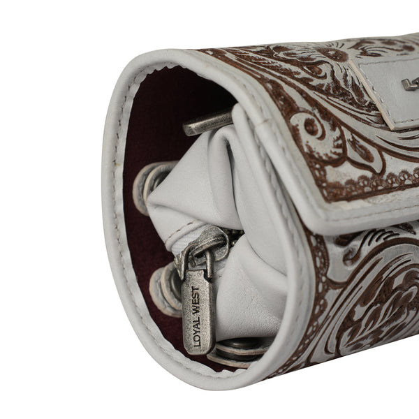 Handtooled Canyon Jewellery Case - Ivory Dust - Myra USA