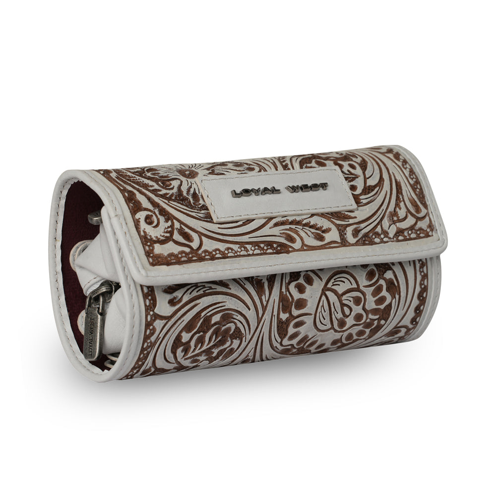 Handtooled Canyon Jewellery Case - Ivory Dust - Myra USA