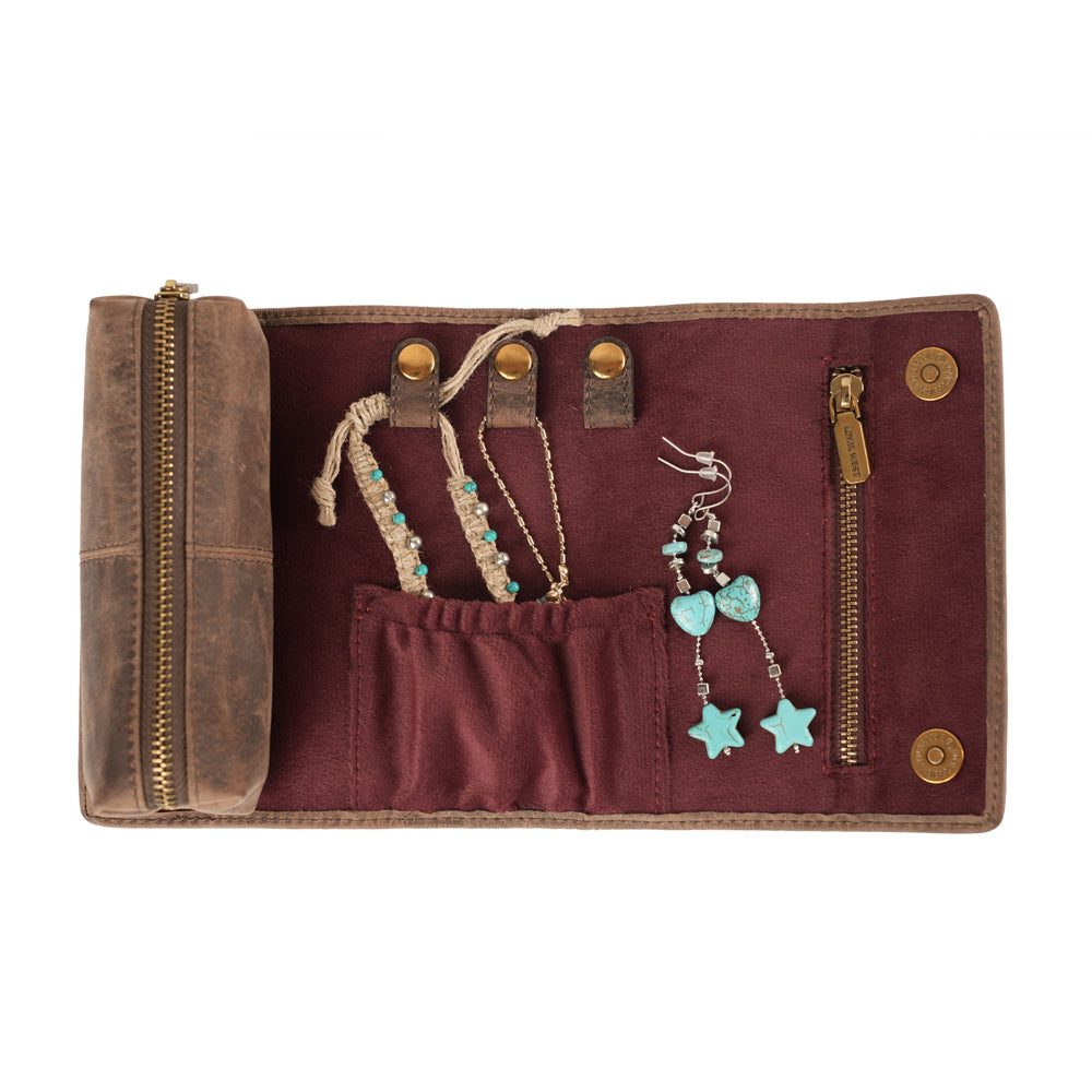 Canyon Jewellery Case - Black & White Cowhide - Myra USA