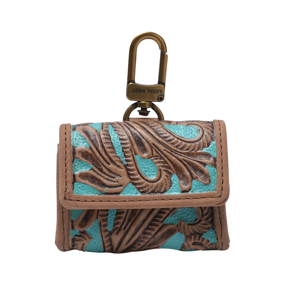 HANDTOOLED GLORIANA CLIP ON BAG CHARM - WHISKEY & WATER - Myra USA