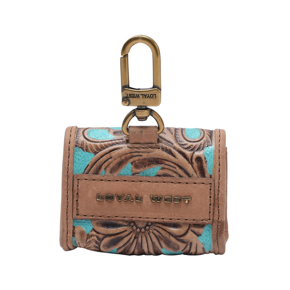 HANDTOOLED GLORIANA CLIP ON BAG CHARM - WHISKEY & WATER - Myra USA