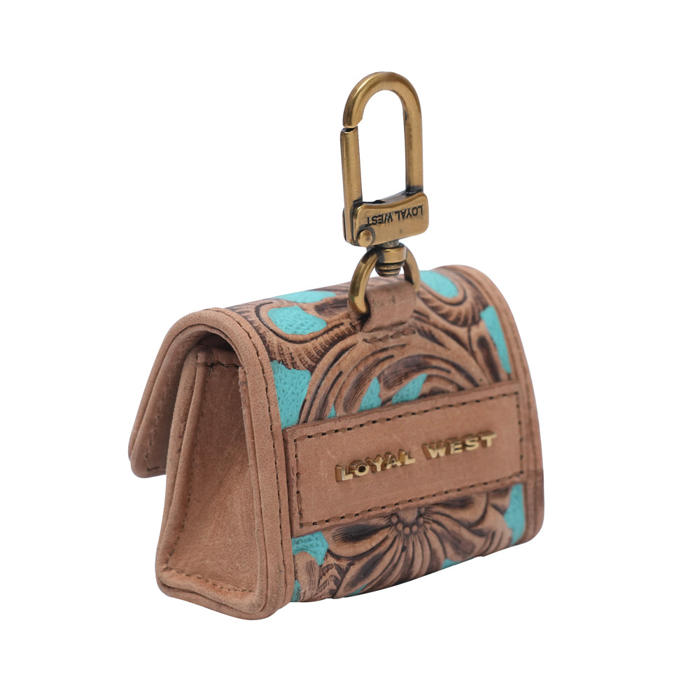 HANDTOOLED GLORIANA CLIP ON BAG CHARM - WHISKEY & WATER - Myra USA