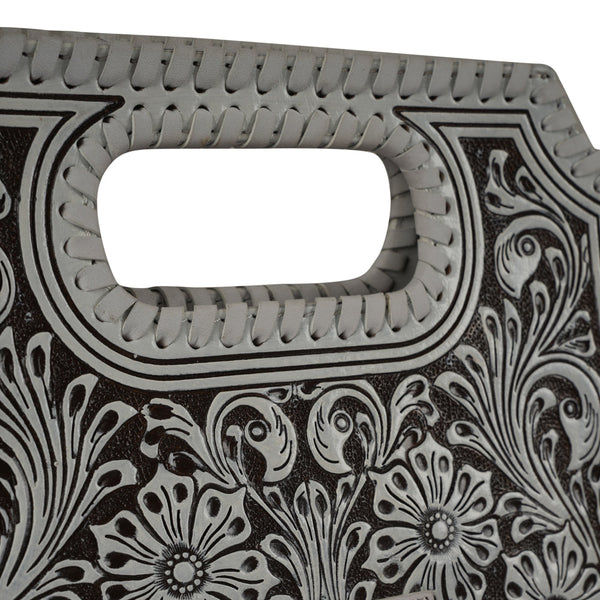 Handtooled Alma Medium Handbag - Ivory Dust - Myra USA