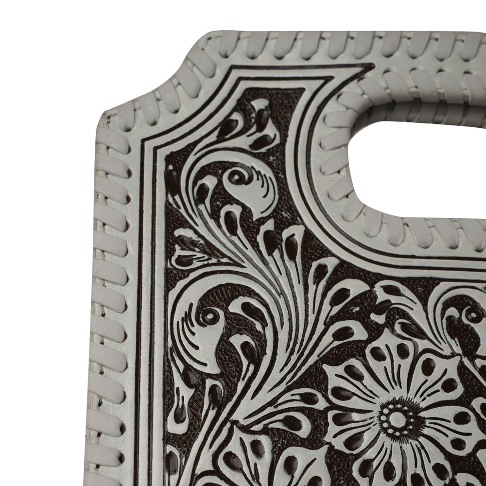 Handtooled Alma Medium Handbag - Ivory Dust - Myra USA
