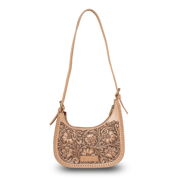Handtooled Dannia Medium Purse - Slant Form - Myra USA