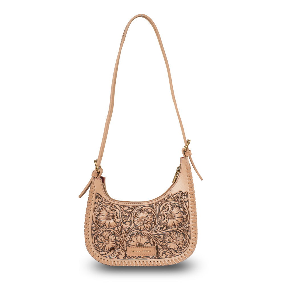 Handtooled Dannia Medium Purse - Slant Form - Myra USA