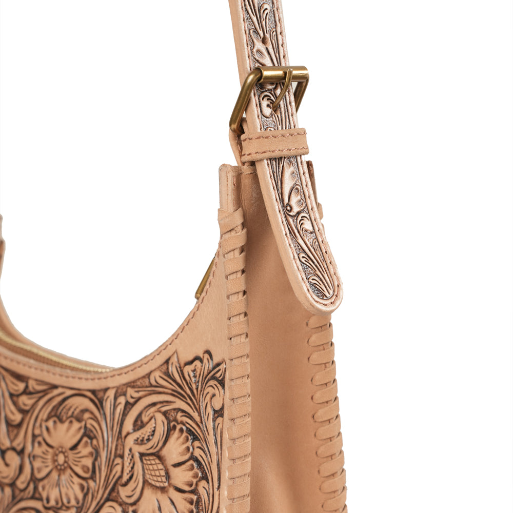 Handtooled Dannia Medium Purse - Slant Form - Myra USA