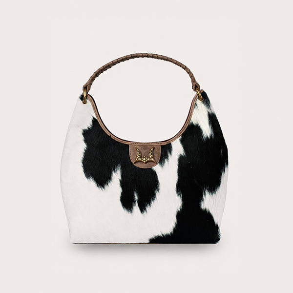 LW Medium Purse - Black & White Cowhide