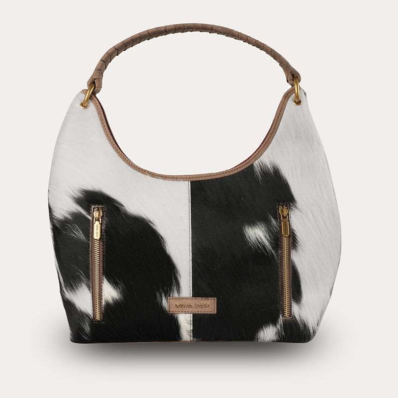 LW Medium Purse - Black & White Cowhide