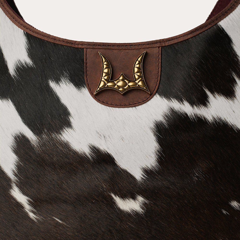 LW Medium Purse - Black & White Cowhide - Myra USA