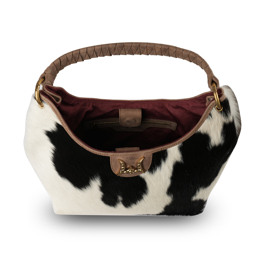 LW Medium Purse - Black & White Cowhide - Myra USA