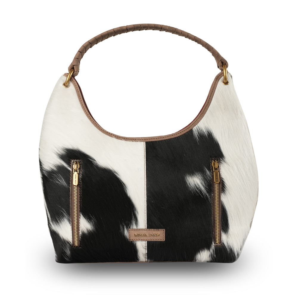 LW Medium Purse - Black & White Cowhide - Myra USA