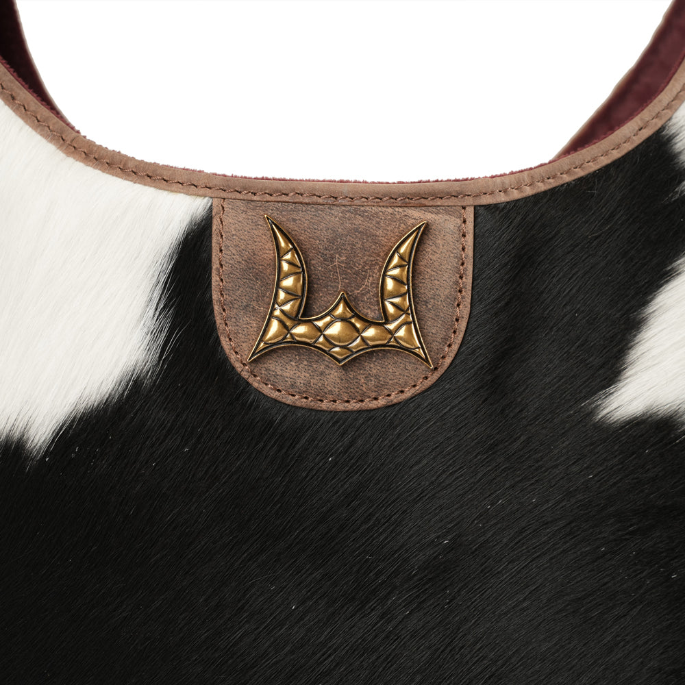 LW Medium Purse - Black & White Cowhide - Myra USA
