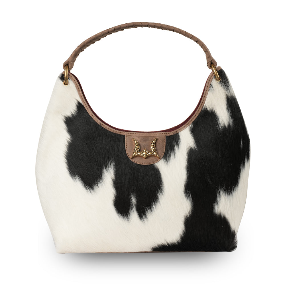 LW Medium Purse - Black & White Cowhide - Myra USA