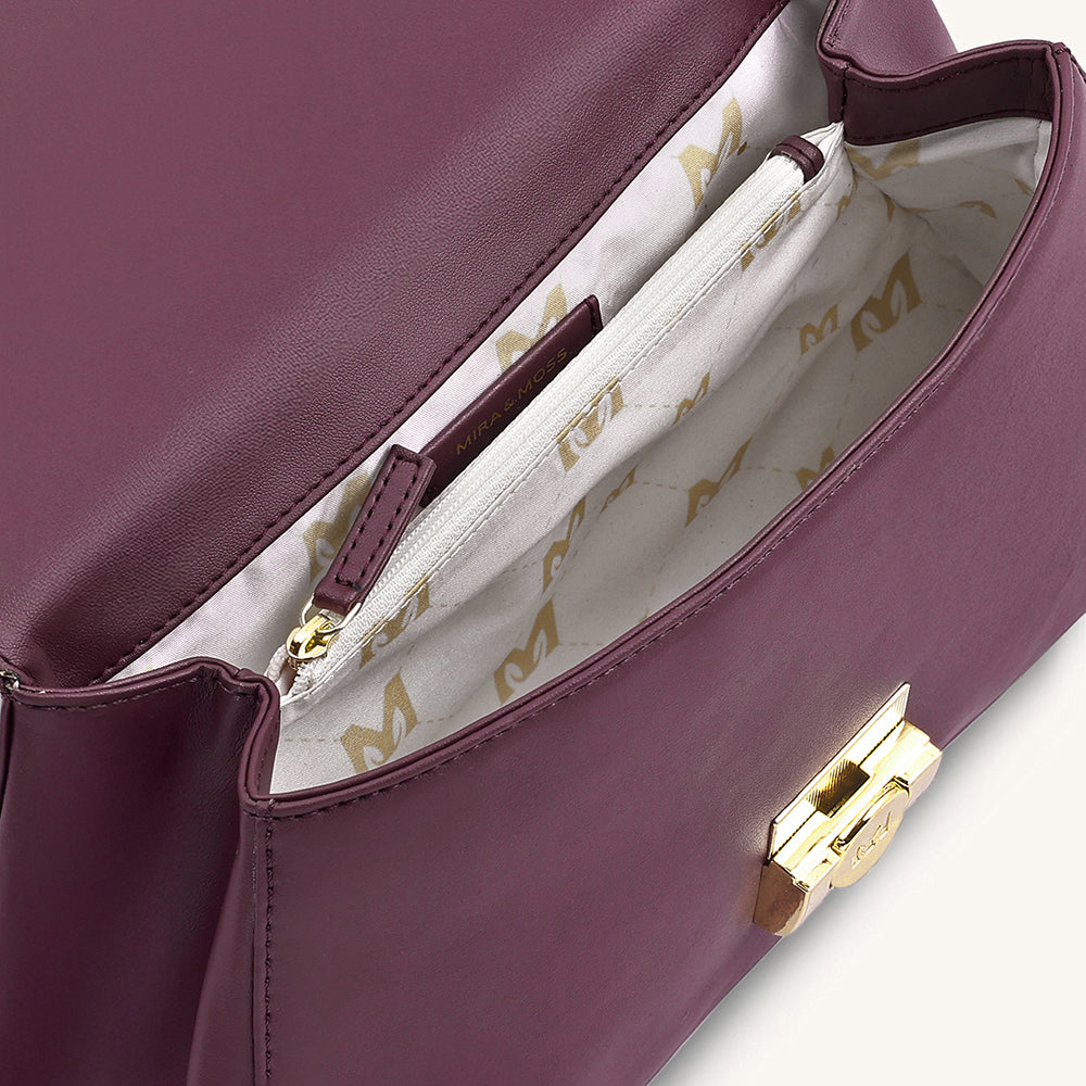 Mira & Moss Vivienne Classic Crossbody Bag - Plum - Myra USA