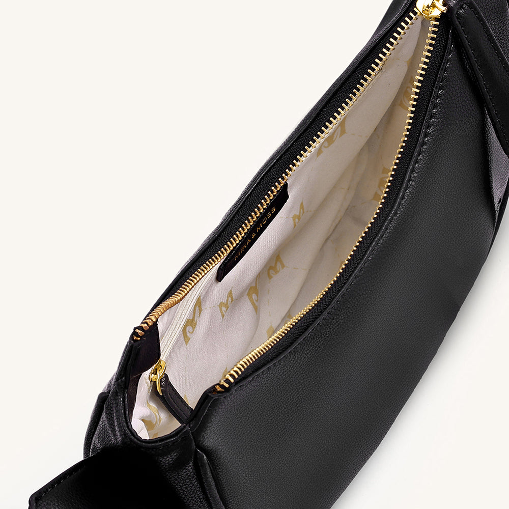 Mira & Moss Sabine Crescent Crossbody Bag - Black - Myra USA