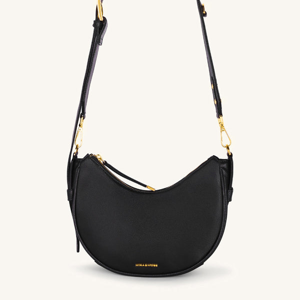 Mira & Moss Sabine Crescent Crossbody Bag - Black - Myra USA