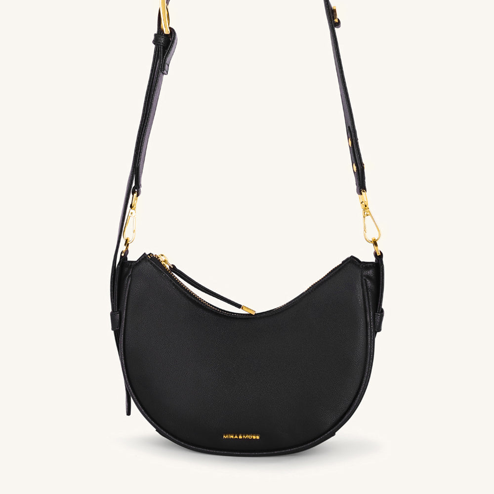 Mira & Moss Sabine Crescent Crossbody Bag - Black - Myra USA