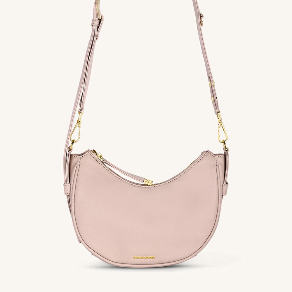 Mira & Moss Sabine Crescent Crossbody Bag - Transcendent Pink - Myra USA