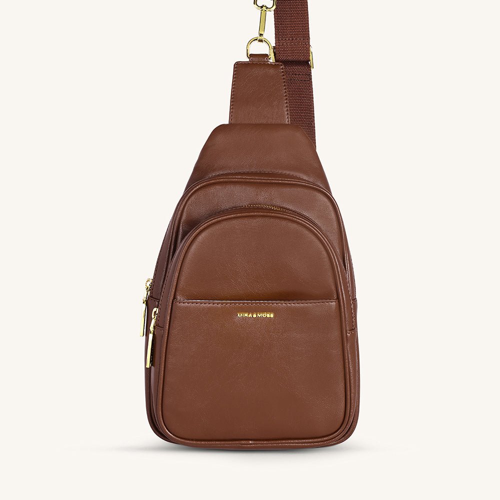 Mira & Moss Hayley Fanny Bag - Shiny Chocolate Brown - Myra USA