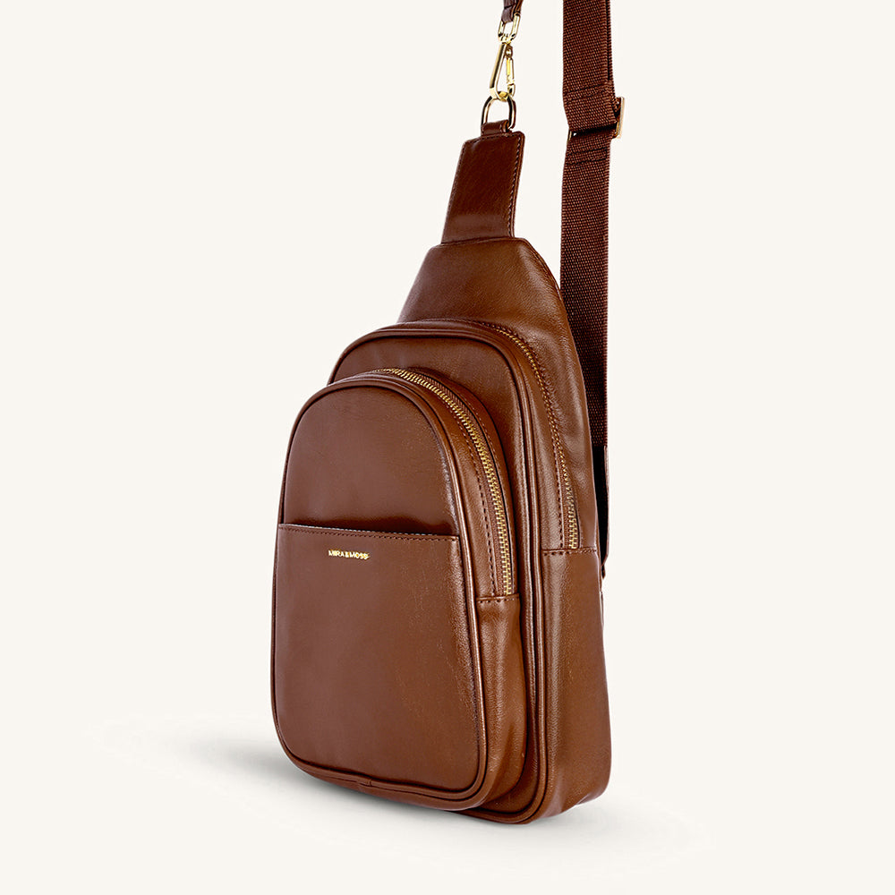 Mira & Moss Hayley Fanny Bag - Shiny Chocolate Brown - Myra USA