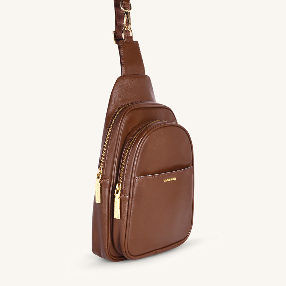 Mira & Moss Hayley Fanny Bag - Shiny Chocolate Brown - Myra USA