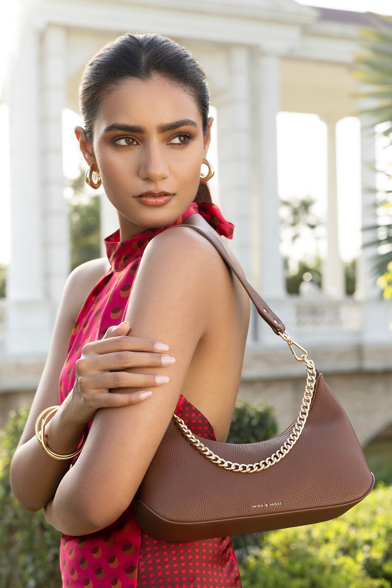 Elowen Chain Shoulder Bag - Tan - Myra USA