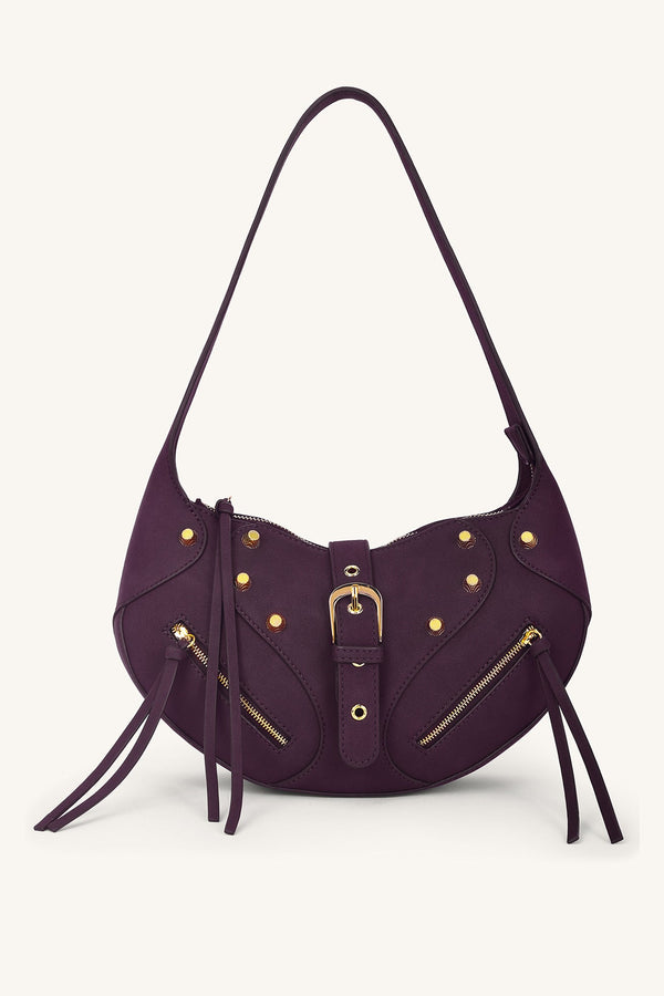 Ravenne Studded Shoulder Bag - Garnet - Myra USA