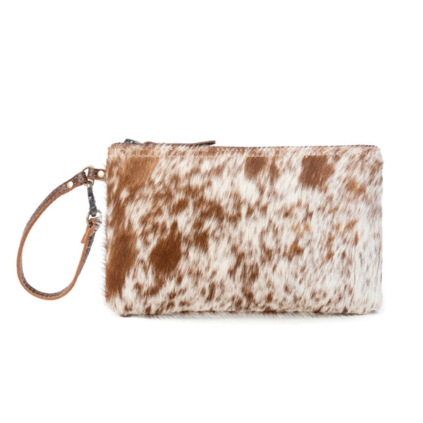 White & Brown Hairon Pouch - Myra USA