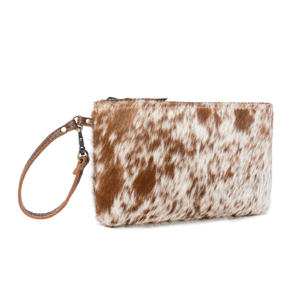 White & Brown Hairon Pouch - Myra USA