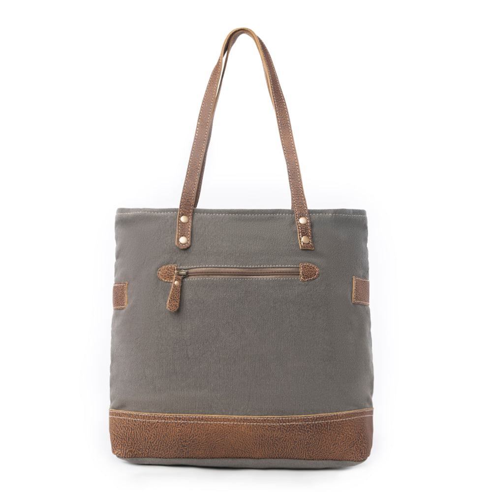 Side Floral Print Canvas Tote Bag - Myra USA