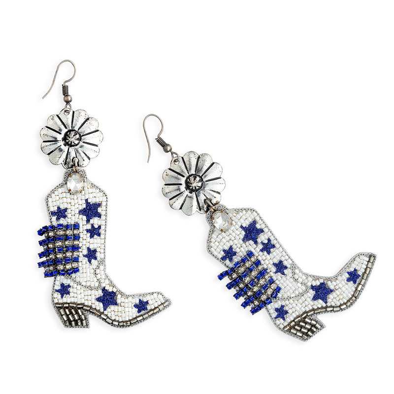 Stars & Bars Beaded Boot Earrings