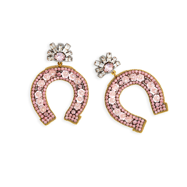 Rose Quartz Horseshoe Earrings