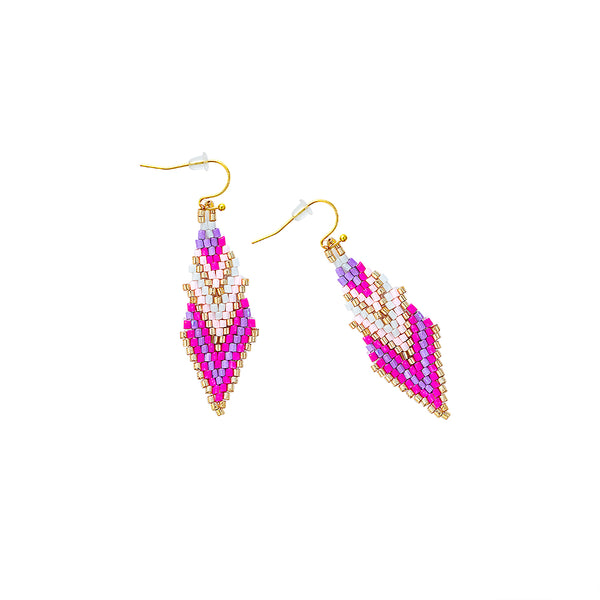 Mother's Shawl Beaded Earrings In Pink - Myra USA