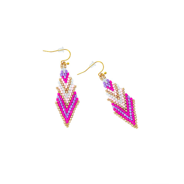 Mother's Shawl Beaded Earrings In Pink