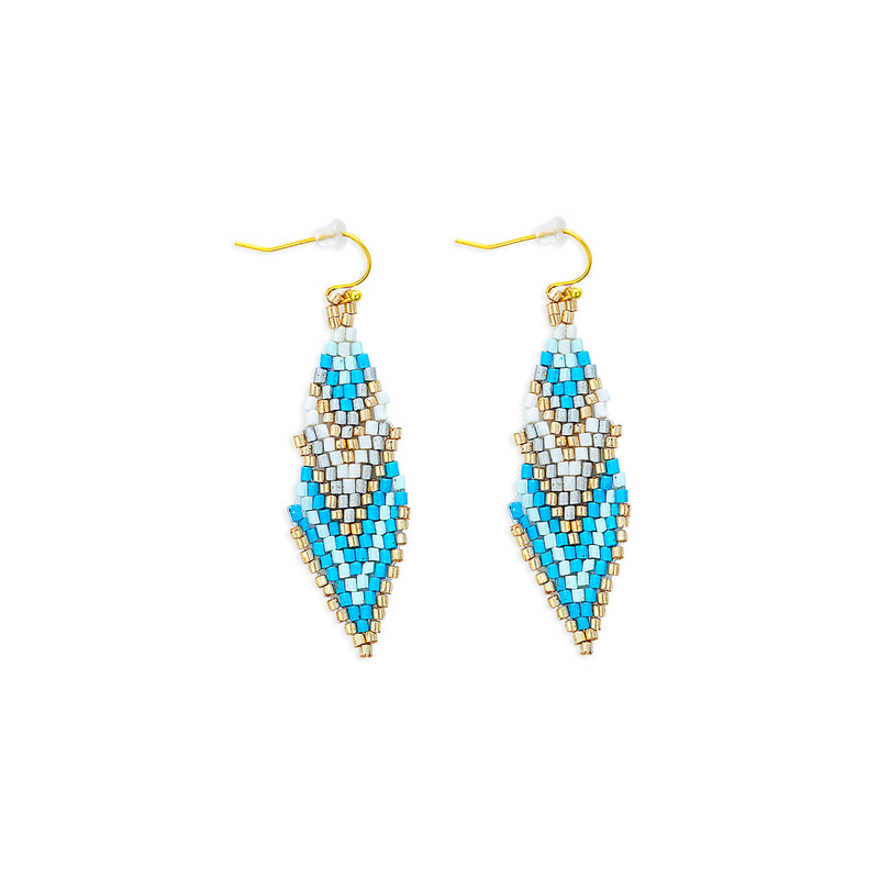 Mother's Shawl Beaded Earrings In Blue