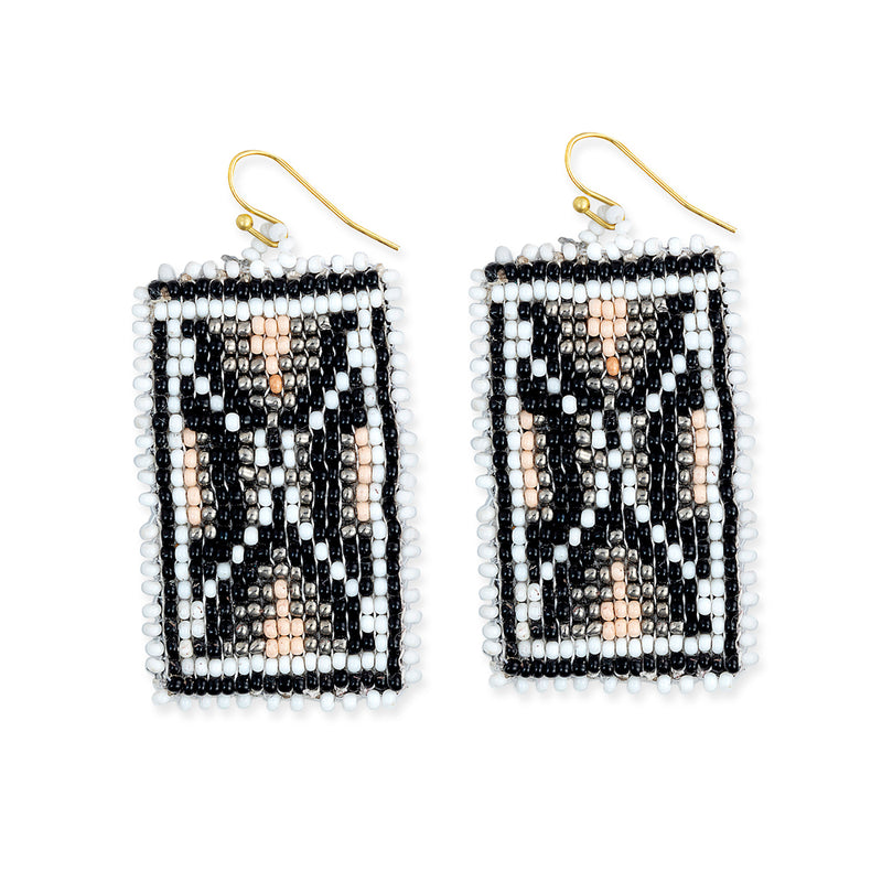 Protection Sheild Beaded Earring In Ebony