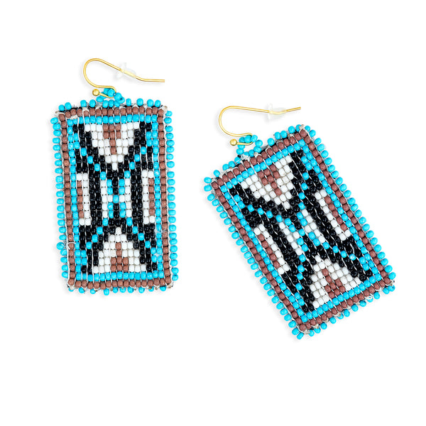 Protection Sheild Beaded Earring In Turquoise - Myra USA