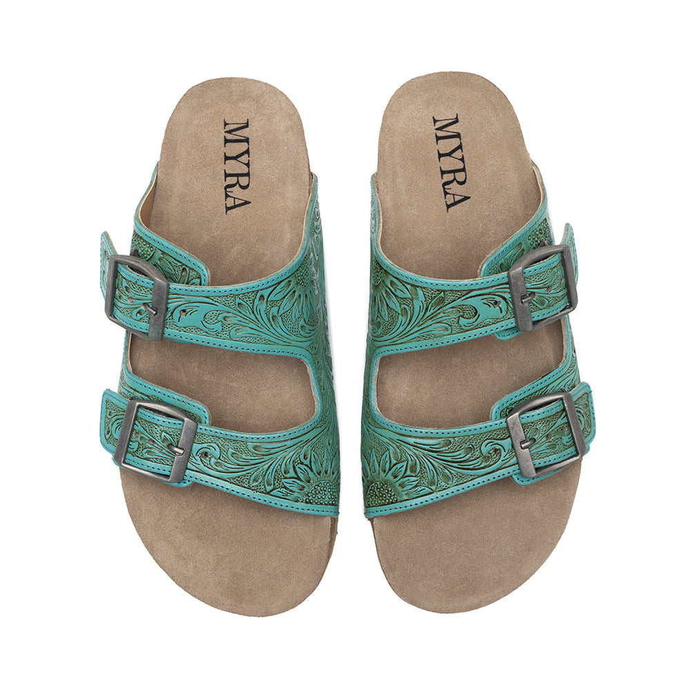 Verdent Ranges Hand-tooled Sandals - Myra USA