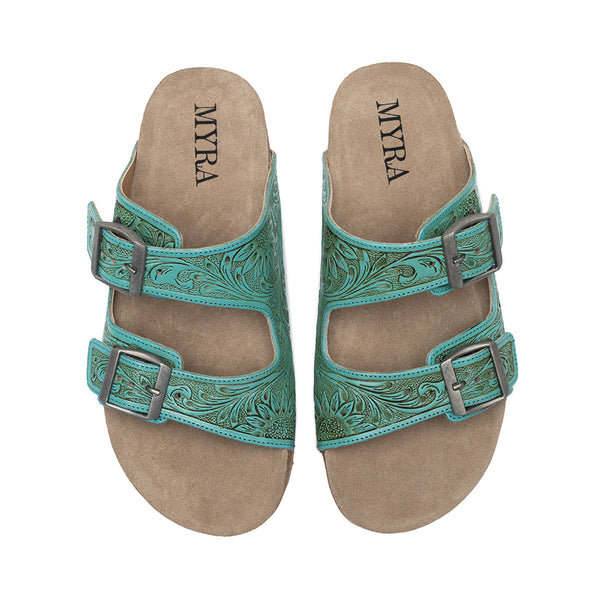 Verdent Ranges Hand-tooled Sandals - Myra USA