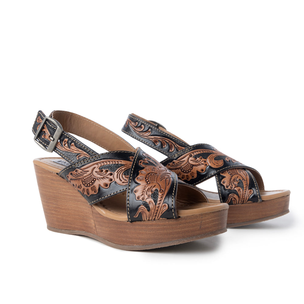 Flower Ridge Hand-Tooled Sandals - Myra USA